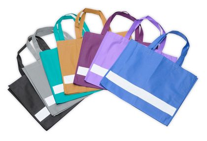 Borsa di colore viola scuro con banda riflettente