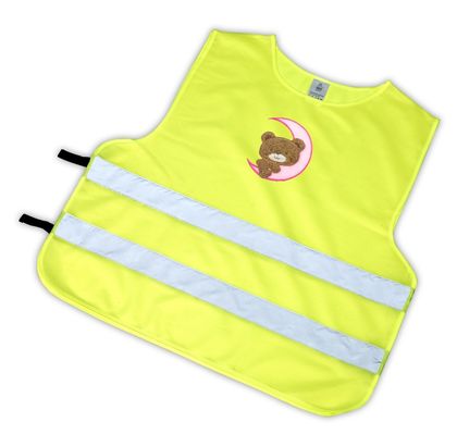 Gilet riflettente per bambini  con orsacchiotto e luna rosa